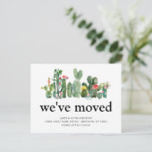 シックな水の色サボテン引っ越しました新しいホームムービング 案内ポストカード (スタンド正面)