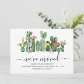 シックな水の色サボテン引っ越しました新しいホームムービング 案内状 (スタンド正面)