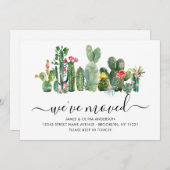 シックな水の色サボテン引っ越しました新しいホームムービング 案内状 (正面/裏面)