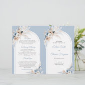 シックな水の色パステルブルーとアイボリーバラアーチ (スタンド正面)