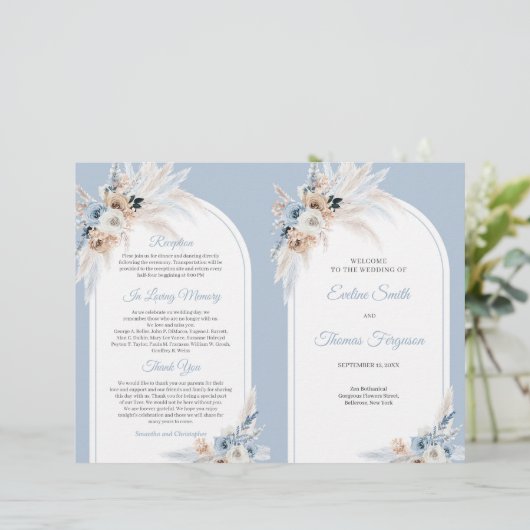 シックな水の色パステルブルーとアイボリーバラアーチ (スタンド正面)