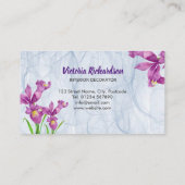 シックな水の色パープルアイリスズフローラオルガンザクロス 名刺 (裏面)