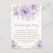 シックな水の色パープルフローラガールベビーシャワー エンクロージャーカード (正面)