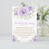 シックな水の色パープルフローラガールベビーシャワー エンクロージャーカード (スタンド正面)