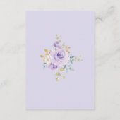 シックな水の色パープルフローラガールベビーシャワー エンクロージャーカード (裏面)