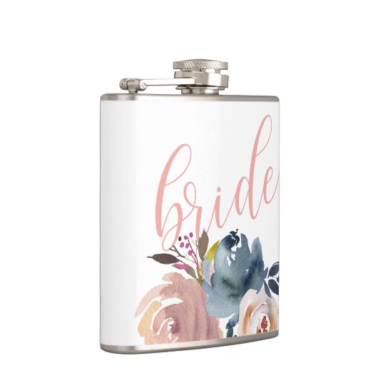 シックな水の色ピンクの花の花嫁結婚の フラスク (右)