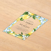 シックな水の色レモンサマー地中海のズ結婚ズ アクリル招待状 (レイダウン)