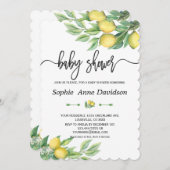 シックな水の色レモントロピカルベビーシャワー 招待状 (正面/裏面)