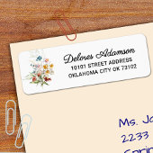 シックな水の色ワイルドフラワーフローラブーケアドレス ラベル