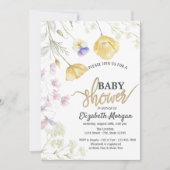 シックな水の色ワイルドフラワーボタニカルベビースシャワー 招待状 (正面)