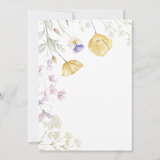 シックな水の色ワイルドフラワーボタニカルベビースシャワー 招待状 (裏面)