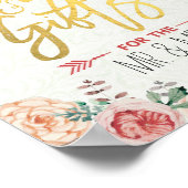 シックな水カラーフローラカード&ギフト結婚ズサイン ポスター (角)