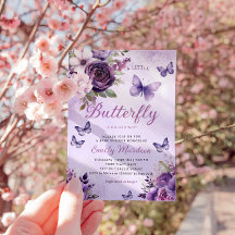 シックな水カラーフローラガールバタフライベビーシャワー