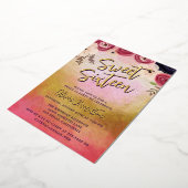 シックな水カラーフローラスイート16フォイル招待状 箔招待状 (回転した状態)