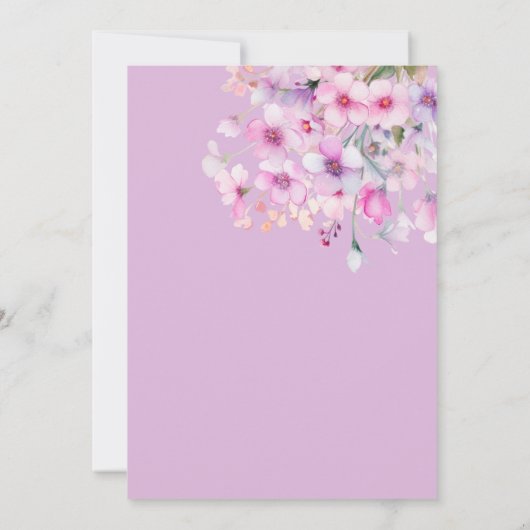 シックな水カラーフローラバタフライガールベビーシャワー 招待状 (裏面)