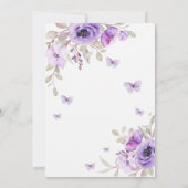 シックな水カラーフローラバタフライガールベビーシャワー 招待状 (裏面)