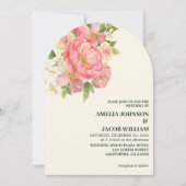 シックな水カラーフローラバターイエロー結婚ズ 招待状 (正面)