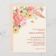 シックな水カラーフローラバター黄色結婚桃