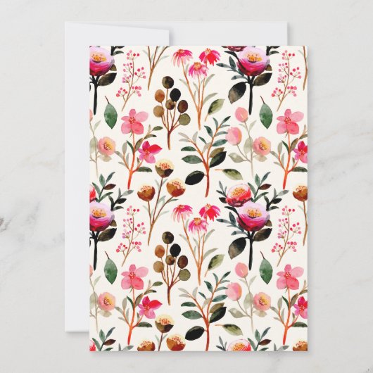 シックな水カラーフローラピンクと緑の赤ちゃんシャワー 招待状 (裏面)