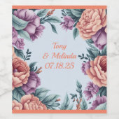 シックな水カラーフローラフレームラベル ワインラベル (シングルラベル)