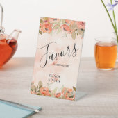 シックな水カラーフローラブライダルシャワーの好意 台座サイン (インサイチュ)