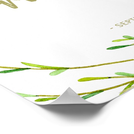 シックな水カラーフローラブライダルシャワーウェルカムサイン ポスター (角)