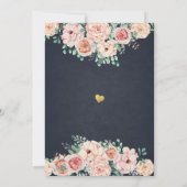 シックな水カラーフローラブランチバブリーブライダルシャワー 招待状 (裏面)