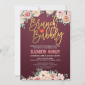 シックな水カラーフローラブランチバブリーブライダルシャワー 招待状 (正面)