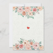 シックな水カラーフローラブランチバブリーブライダルシャワー 招待状 (裏面)