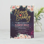シックな水カラーフローラブランチバブリーブライダルシャワー 招待状 (スタンド正面)