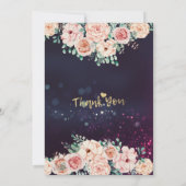 シックな水カラーフローラブランチバブリーブライダルシャワー 招待状 (裏面)