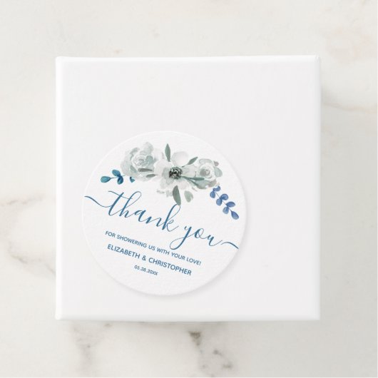 シックな水カラーフローラベビーシャワーありがとう フェイバータグ (インサイチュ)