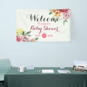 シックな水カラーフローラベビーシャワーウェルカムバナー 横断幕 (トレードショー)