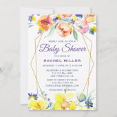 シックな水カラーフローラベビーシャワー招待状 招待状 (正面)