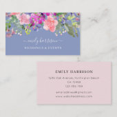 シックな水カラーフローラペリウィンクルビジネスカード 名刺 (正面/裏面)