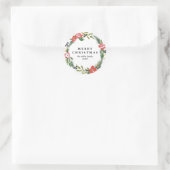 シックな水カラーフローラホリデーシール ラウンドシール (バッグ)