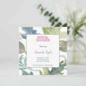 シックな水カラーフローラミニマルブライダルシャワー 招待状 (スタンド正面)