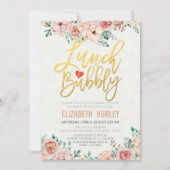 シックな水カラーフローラランチバブリーブライダルシャワー 招待状 (正面)