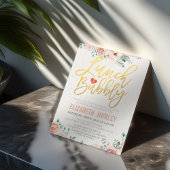 シックな水カラーフローラランチバブリーブライダルシャワー 招待状