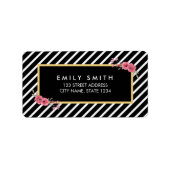 シックな水カラーフローラ白黒ストライプ色 ラベル (正面)