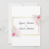 シックな水カラーフローラ金ゴールドイスラム結婚教徒 招待状 (裏面)