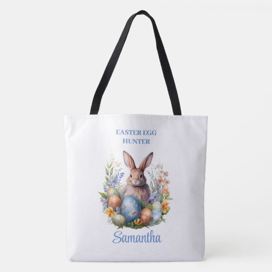 シックな水カラーヴィンテージバニーイースターエッグ狩り トートバッグ (正面)
