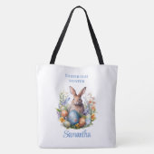 シックな水カラーヴィンテージバニーイースターエッグ狩り トートバッグ (裏面)