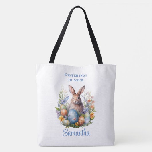 シックな水カラーヴィンテージバニーイースターエッグ狩り トートバッグ (裏面)