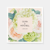 シックな水カラー花模様赤面ピンク スタンダードカクテルナプキン (正面)