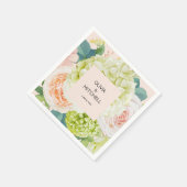 シックな水カラー花模様赤面ピンク スタンダードカクテルナプキン (角)