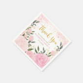 シックな水カラー赤面バラ金ゴールドグリッタースウィート16 スタンダードカクテルナプキン (角)