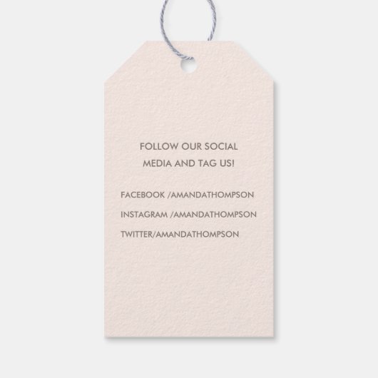 シックな水カラー赤面ピンクローズ ギフトタグ (裏面)