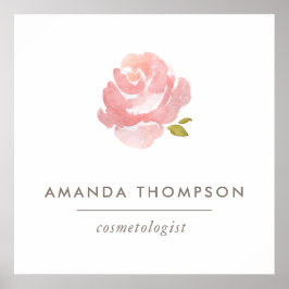 シックな水カラー赤面ピンクローズ ポスター