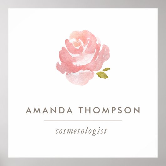 シックな水カラー赤面ピンクローズ ポスター (正面)